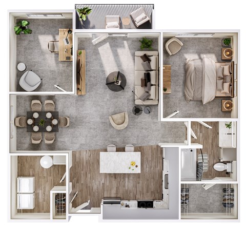 Floor plan for 1 bed, 1 bath, 1041 sqft
